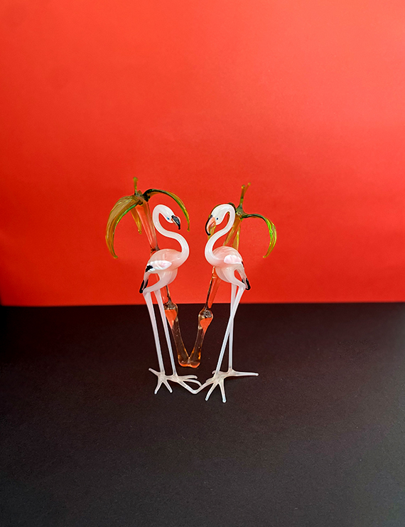 Çift Flamingo Cam Obje