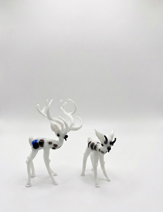 Çift Geyik Cam Obje