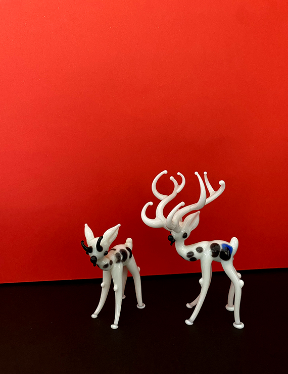 Çift Geyik Cam Obje