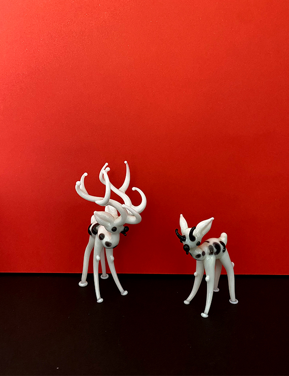 Çift Geyik Cam Obje