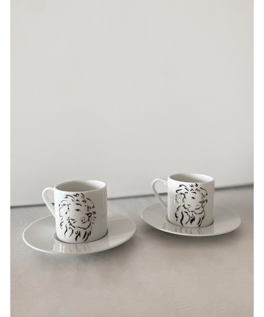Aslan Temalı Kahve Fincanı Seti