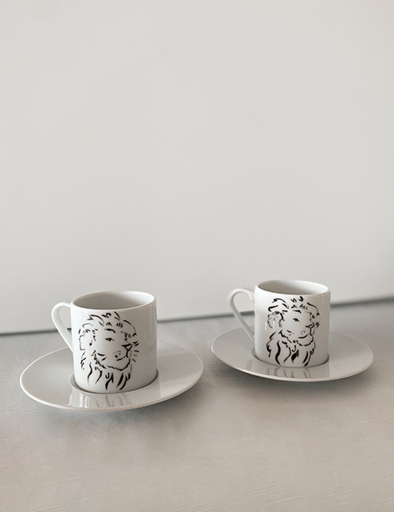 Aslan Temalı Kahve Fincanı Seti