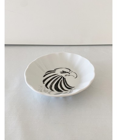 Siyah-Beyaz Kartal Çay Tabağı