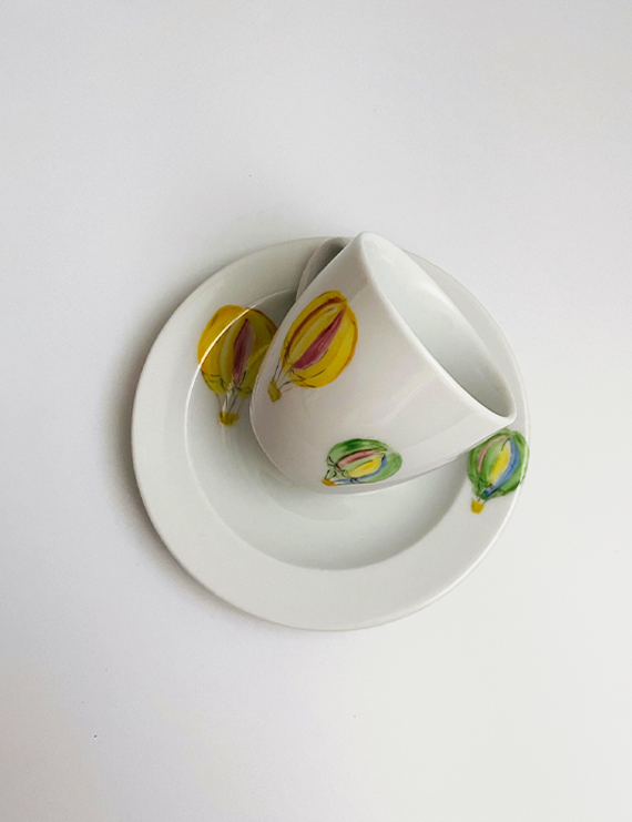 Uçan Balon Figürlü Kahve Fincanı Seti