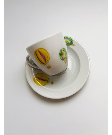 Uçan Balon Figürlü Kahve Fincanı Seti