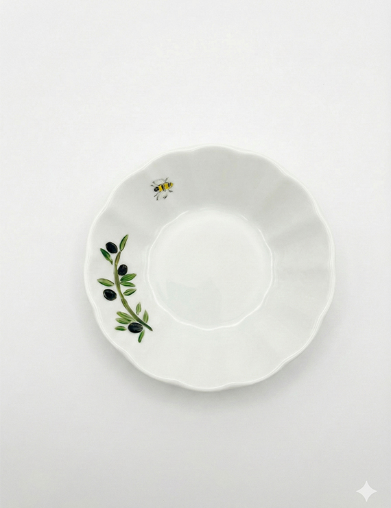 Zeytin Dalı Temalı Çay Tabağı